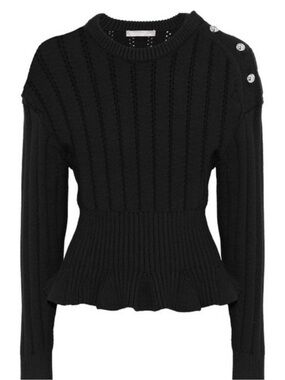 Jason Wu Black Ribbed Sweater